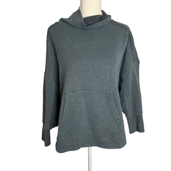 Prana Tops - Prana Permafrost Funnel Neck Hooded Sweatshirt Gray Heather Small